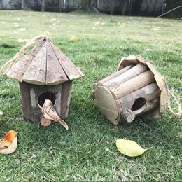 Ninho de suspensão ao ar livre casa de madeira ventilada para pequenos pássaros galinhas pardais pátio decoração do jardim suprimentos3164