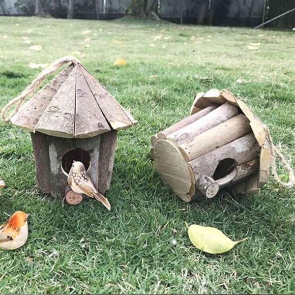 Nid suspendu extérieur maison en bois ventilé pour petits oiseaux poulets moineaux cour jardin décor Supplies238f