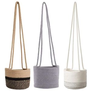 Planteur suspendu panier de plante tissé jute coton pot de fleur cintres de plantes d'intérieur 210615