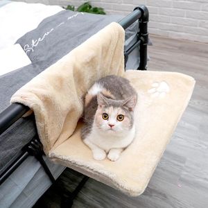 Lit suspendu en laine douce pour chat, radiateur de luxe pour chat, panier en peluche Hamak, cadre en fer métallique imprimé avec griffes, lit de sommeil chaud d'hiver 240131