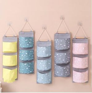 Hanging Storage Bag Door Wall Sundries Pouch Print Organizing Groceries Bag Dormitory Bedroom Space Saver Shoes Storage Foldable Bag ZYQ216