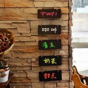 Opknoping Houten Mini Blackboard Dubbelzijdig Party Wissen Schoolbord WordPad Bericht Sign Zwart Board Cafe Office School Levert Wll660