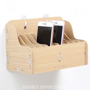 Boîte de stockage de téléphone mobile suspendu en bois