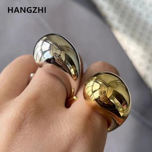 HangZhi grosse goutte d'eau émail bague en laiton exagéré géométrique déclaration ouverture Vintage Y2K fête bijoux pour femmes 240311