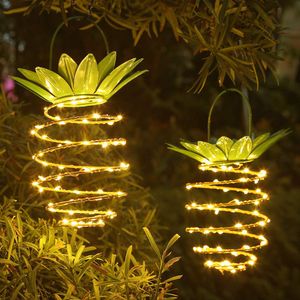 Lanterna Haning a energia solare con ananas, luce solare decorativa impermeabile per esterni per prato da giardino, patio, bianco caldo