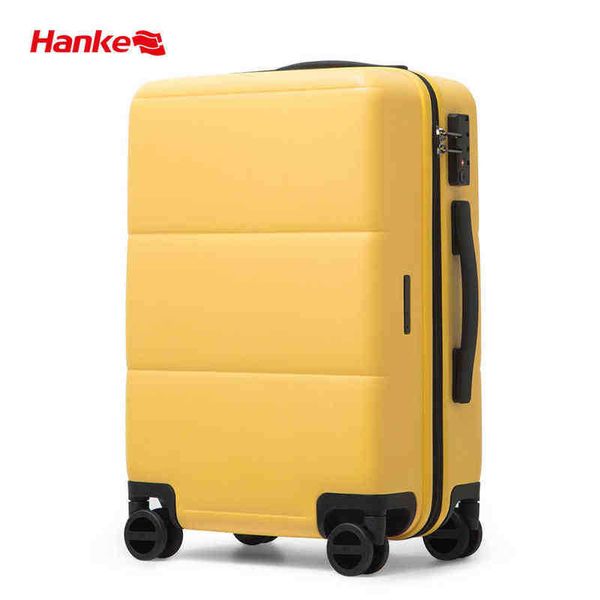 Hanke Nouveau Design Bayer Pc Bagages Valise Hommes Femmes Chariot De Voyage Cabine Spinner Roues Ykk Zipper h J220707