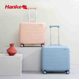 Hanke Nieuw ontwerp draagt ​​koffer Business Short Travel Bagage Trolley met Rolling Wheels PC -materiaal J220707