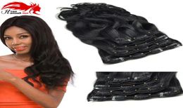 Hannah 1026 pouces 200G pince à tête complète dans les extensions de cheveux humains corps ondulé malaisie Remy cheveux 100 pince à cheveux humains ins5093578