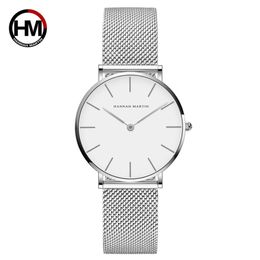 Hannah Martin Quartz Polsjurk Dameshorloges Zilveren Armband Dameshorloge Roestvrijstalen Klok Casual Waterdicht Horloge Dames 21303k