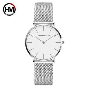 Hannah Martin Vestido de pulsera de cuarzo Relojes de mujer Pulsera de plata Reloj de mujer Reloj de acero inoxidable Reloj informal resistente al agua Mujer 212999