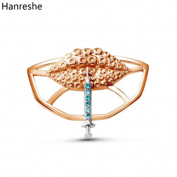 Hanreshe inyección creativa hermoso broche pines labios forma de jeringa solapa mochila esteticista cirugía plástica joyería regalo