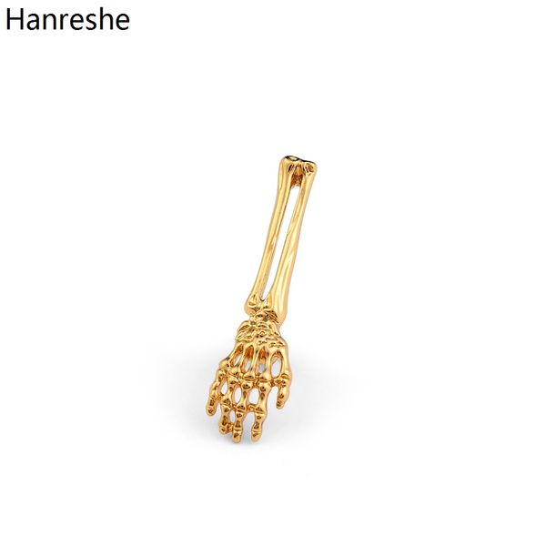 Hanreshe Medical Bone Skull Arm Broche Pin Gold Color Metal Quality Small Badge Jewelry para mujer y Doctor Nurse