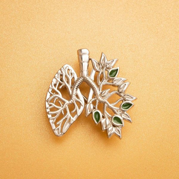 Hanreshe Medical Lung Brooch Broch Pin Novelty Lungs Floral Silver plaqué Badges Anatomy Bijoux Gift For Doctor Nurse