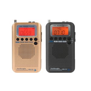 HanRongDa Portable Aircraft Full Band Radio FM/AM/SW/CB/Air/VHF Receiver with LCD Display Alarm Clock HRD-737