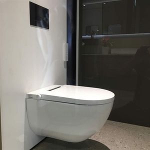 Hansbo-asientos de inodoro para colgar en la pared, con bidé, certificado de marca de agua, inteligencia integral, descarga automática, sanitarios 346I