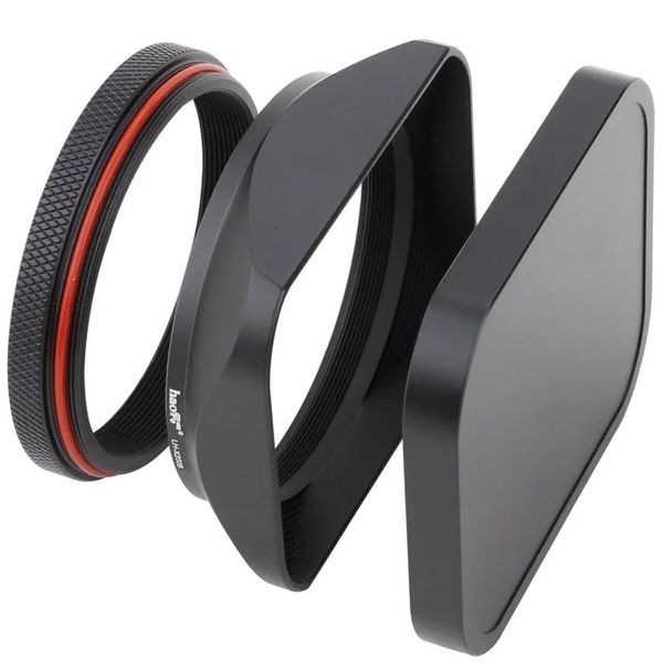 Campón de lente de metal cuadrado Haoge LHX200B Negro con tapa y anillo adaptador de 49 mm para Fuji Fujifilm X100V X100S X100T X100F X70 Camera 240327