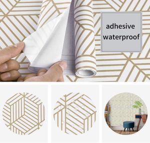 HaoHome – papier de Contact hexagonal, papier peint amovible, Film auto-adhésif pour décoration murale de salon et de chambre à coucher30296571393631