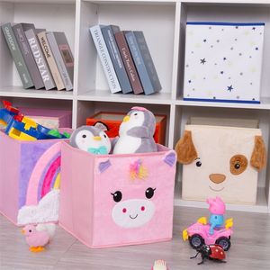 Haojianxuan Cube Opvouwbare niet-geweven opbergdoos Cartoon Animal Kinderen Speelgoed Borst en Closet Organizer 210315