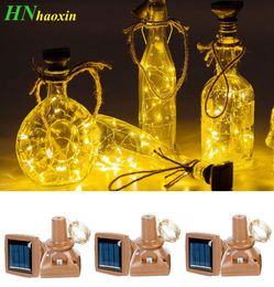 Haoxin 1 pièces 2M 20leds bouteille de vin à énergie solaire lumières étanche fil de cuivre en forme de liège LED guirlandes lumineuses pour fête de mariage Chri1431337