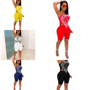 Haoyuan Sexy Tweedelige Set Zomer Kleding voor Dames Tracksuit Bandana Print Crop Top en Biker Shorts Matching Sets Club Outfits X0428