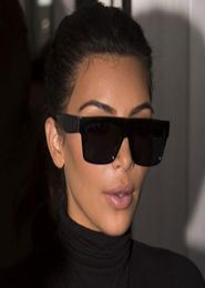 Hapigoo beroemde beroemdheid Italië Italië merkontwerper Kim Kardashian Square zonnebril Dames Vintage Flat Top Sun -bril voor Female9791644