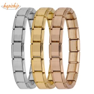 HAPISHIP NOUVELLE JIANIELS FEMMES 9 mm Largeur Itanlian Elastic Charm Bracelet Fashion en acier inoxydable Bangle ST-