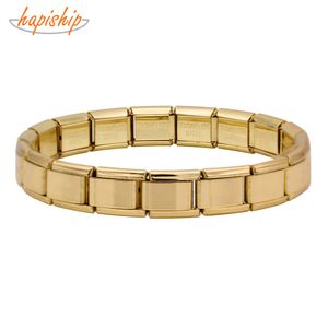 Hapiship top mode dames sieraden 9 mm breedte gouden kleur glad oppervlak roestvrijstalen armband armband bangle meisjes bruiloft cadeau G109