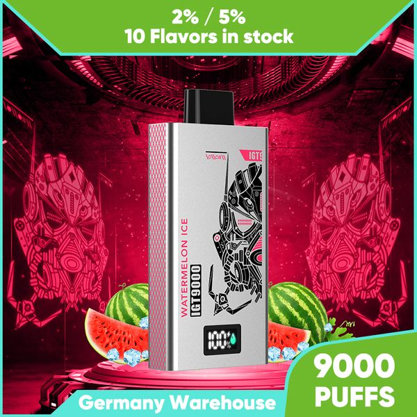 Happ 9K Vapes Vape desechable Vape 9000puffs Electrónico Cigarrillo 14 ml Vaper recargable Vaper 2% 5% E Sandía líquida Vapor de hielo Jucie con pantalla digital