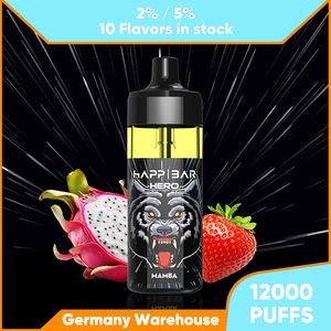 Happ Bar 12000 Rookwolken E-sigaret Wegwerp Vape Pen 13 Verschillende Fruitsmaken EU Magazijn Gratis Verzending Snelle Levertijd