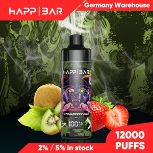 Happ Bar Vaper Puff 12000 cigarettes électroniques jetables Vape Pen 650mAh Batterie rechargeable Elqiuid Display 10 saveurs EU Expédition rapide