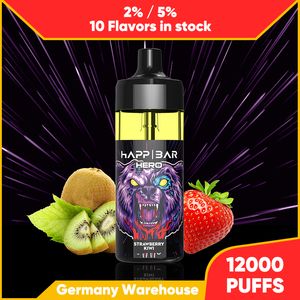 Happ bar vaper puff 12k vapes jetables cigarette électronique LED débit d'air réglable 12000 bouffées 2% 5% vaper expédition en entrepôt dans l'UE