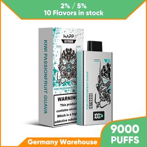 HAPP Cigarette 9000bouffées Vape jetable 14 ml E liquide grande capacité 500 mAh batterie rechargeable E vapeur LED affichage intelligent livraison gratuite