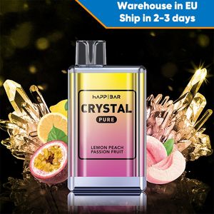 HAPP Crystal Bar 6k 6000 Puffs Vape jetable 10 saveurs de fruits grande capacité 12 ml liquide 1500 mAh batterie E cigarette navire de l'UE livraison rapide