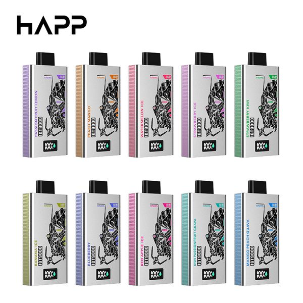 HAPP IGT 9000 Puffs 9k Puff Venta al por mayor Cigarrillo eléctrico Bar 14 ml E-Juice Mesh Coil Vaporizador Recargable Vape desechable