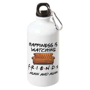 Geluk is tv kijken Shows Friends Sport Waterfles met Carabiner voor Tour Fietsen Creatieve Party Gift Flessen 17oz 211122