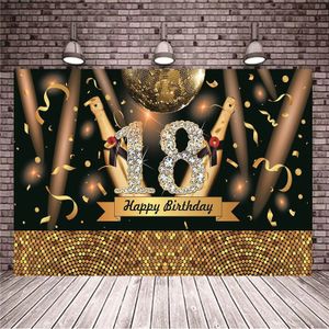 Happy 18th Birthday Po Achtergrond Black Pography Backlop 18th Boy Girl Po Booth Gold Party Banner 240411