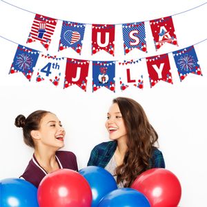 Happy 4th of July Banner Garland Stars Stripes Décorations patriotiques pour Independent Day Memorial Day Party Supplies KDJK2306