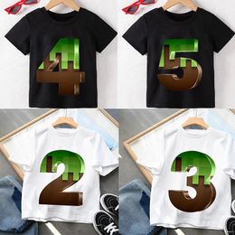 Joyeux anniversaire bébé enfants dessin animé impression Mc numéro de jeu 2-9ème nom imprimé t-shirt enfants T-shirts garçon fille cadeau t-shirt présent 240326