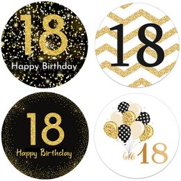 Joyeux anniversaire adhésif scellant autocollant pour les décorations de fête à pâtisserie enfants adultes 18 marques de barre d'anniversaire étiquettes or autocollant