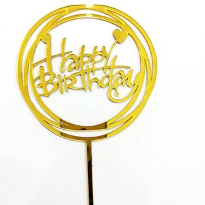 Joyeux anniversaire gâteau topper outils cuisson insérer décoration fournitures acrylique topper cupcak drapeau fête décoration 11x17 cm