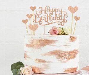 Joyeux anniversaire gâteau toppers glod glitter lettres décoration with love star fête décorations décorations de 7 xb12145841