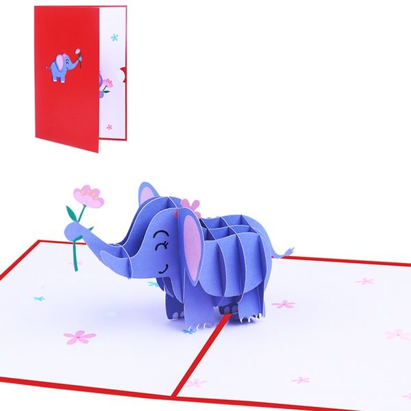 Carte de joyeux anniversaire pour fille pour enfants époux mari 3D Elephant pour les cartes de voeux pop-up avec des cartes postales d'enveloppe