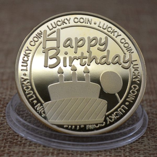 Cadeaux de pièces de monnaie joyeux anniversaire, pièces de Collection en argent plaqué or, pièces commémoratives de faveur