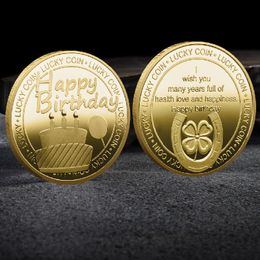 Gelukkige verjaardag Lucky Coin Creative Gift Collectible Gold Golde Souvenir Collection Commemorative Coin