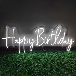 Signe de mot joyeux anniversaire, d'autres couleurs peuvent être personnalisées, décorations de mariage, décoration murale, lumière néon led 12V Super B273I