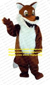 Costume de mascotte de renard brun heureux, loup Vixen Coyote, taille adulte avec bouche brune pointue, nez Globe noir, No.5385, livraison gratuite