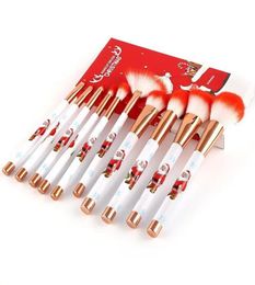 Brussages de maquillage de joyeux Noël ensemble fondation mélange power face brosse oculaire Brosse cosmétique kit d'outils copine cadeau 9382217