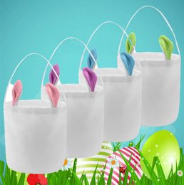 Happy Easter Bunny Basket Feestelijke polyesterpakket Sublimatie Hittebrandcoating Tas Tas voor Ei -Huntig 4 Styles4208479