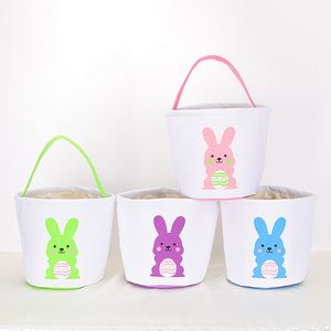 Happy Easter Bunny Manden Spring Party Rabbit Handtassen Canvas Candy Egg opbergtas kinderen jagen eieren evenement geschenken