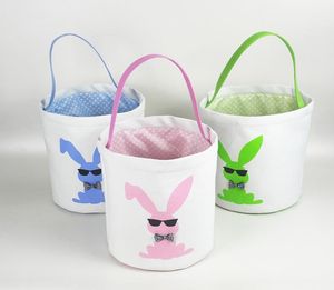 Feliz Pascua Arpillera Orejas de conejito Bolso Lienzo Cesta de conejo Cubo de dulces lindo para regalos de vacaciones para niños SN5086